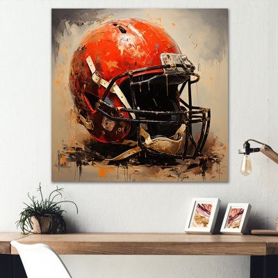 Minimalist Red Football Helmet I - Sport Football Wall Art