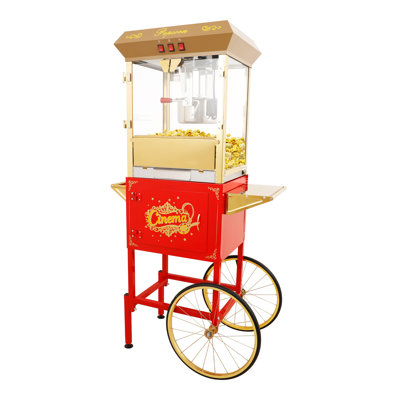 Vintage 16Oz. Professional Popcorn Machine With Concession Cart, 58.8Inches Tall, Makes 60Cups Of Popcorn, Including Measuring Cup, Scoop And Serving Cups