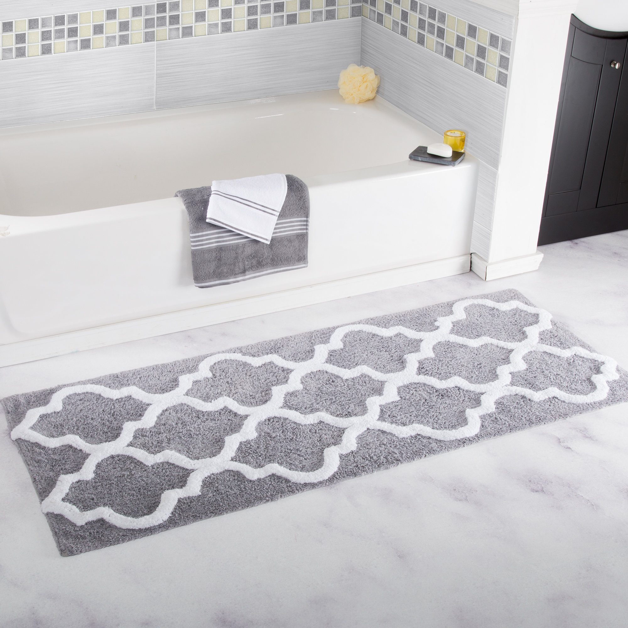 Etta Avenue™ Freida 24x60-inch Cotton Bathroom Rug with Trellis Pattern ...