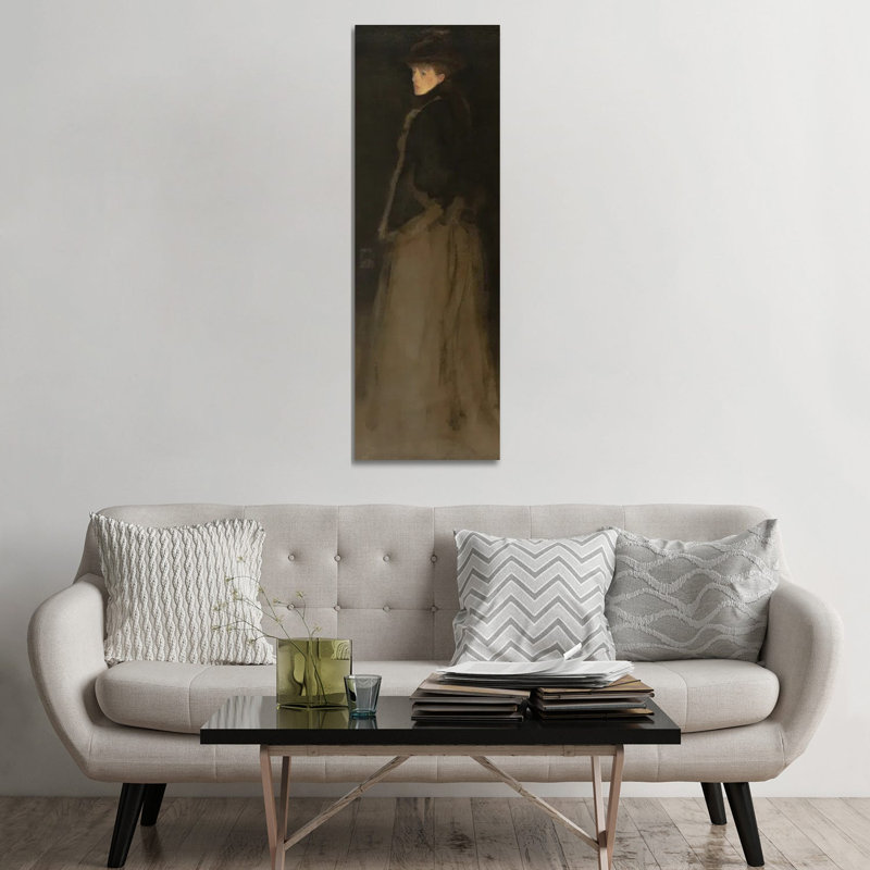 Arrangement en noir et brun, la jaquette de fourrure - reproduction d'art murale - toile tendue, 60 po x 20 po, Sans cadre