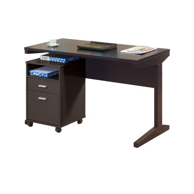 Bureau avec classeur, 2 tiroirs de rangement, brun cacao rouge de 47 pouces