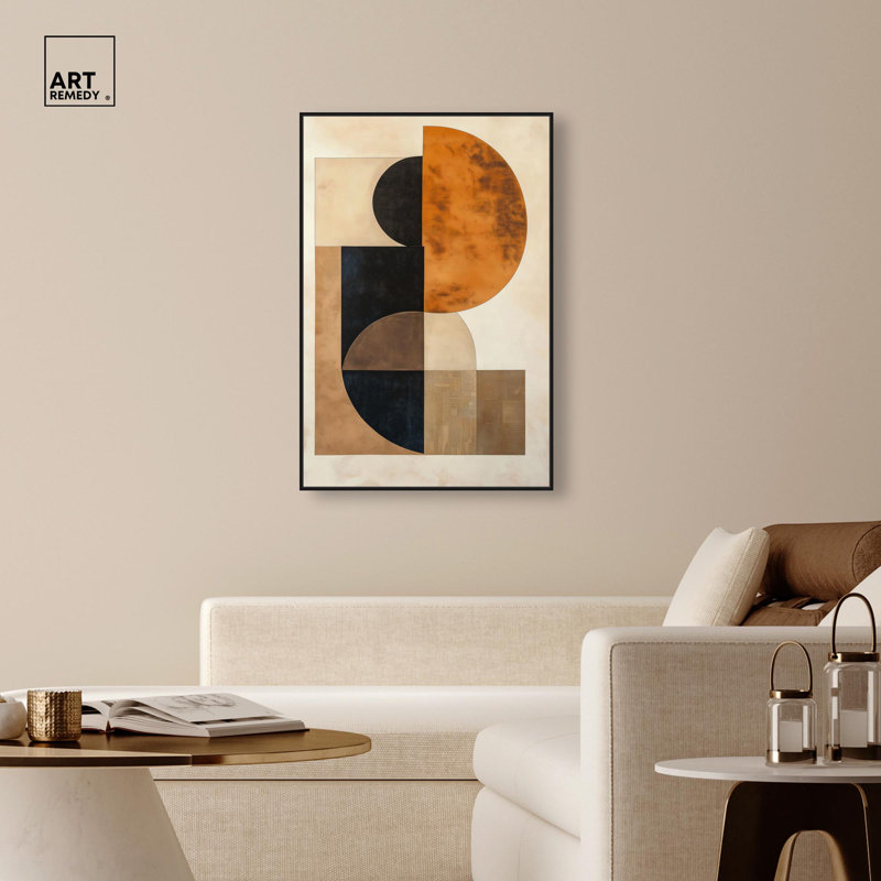 Toile «Divided Circle II» par Art Remedy, H 46 po x l 31 po, Cadre flottant noir
