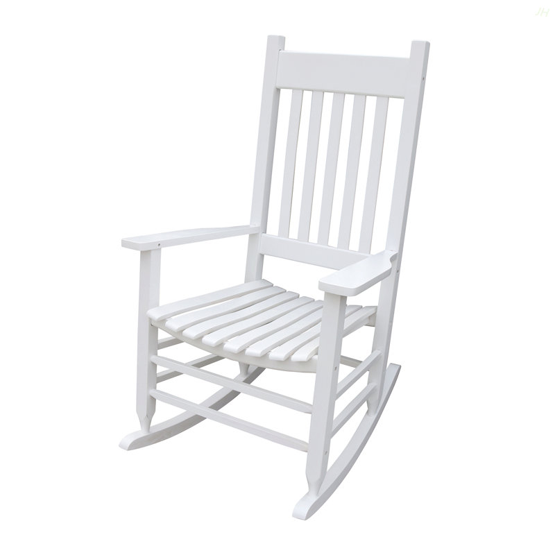 Chaise berçante en bois blanc, Blanc