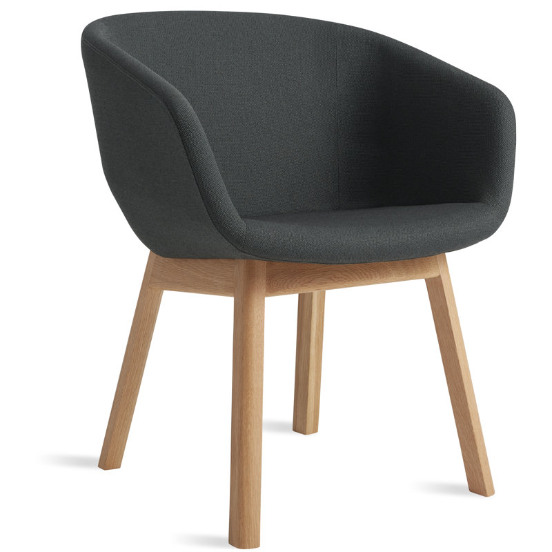 Chaise de travail hôte en velours tempête, Chêne blanc, Maharam Messenger dans Everglade