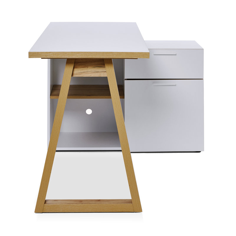 Hermie 55.12'' W L-Shaped Writing Desk with Cabinet