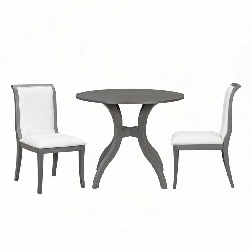 Dining Table Set for 2 Person, Gray/White