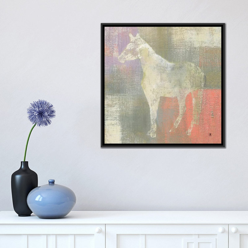 « crépuscule pony », impression sur toile, H 18 po x l 18 po x P 1,5 po, Toile avec cadre noir, Pas de tapis