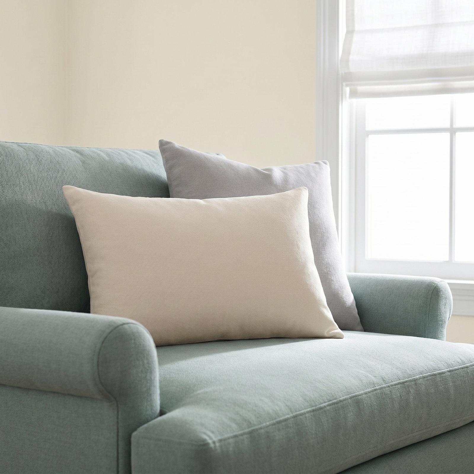 Mandy Cotton Throw Pillow, Ivory