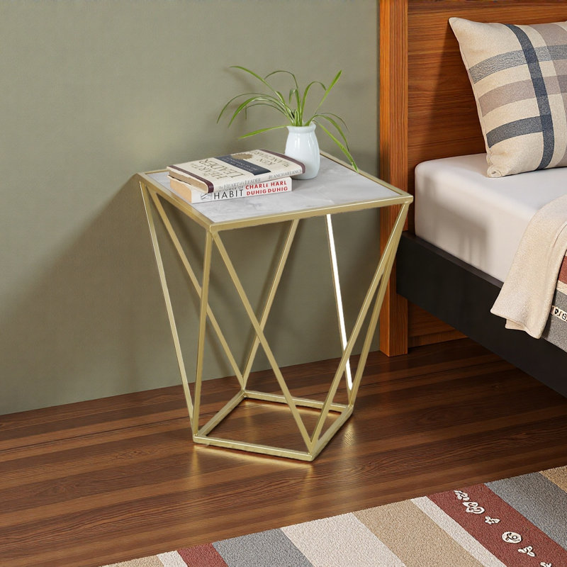 15.75" Marble Pattern Side Table, Coffee Table