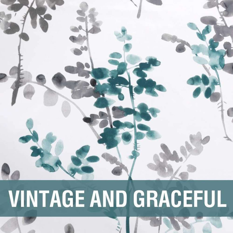Valance for Kitchen Windows/Living Room/Bedroom Blackout Rod Pocket Valance Curtains, 2 Panels, Gray/Teal