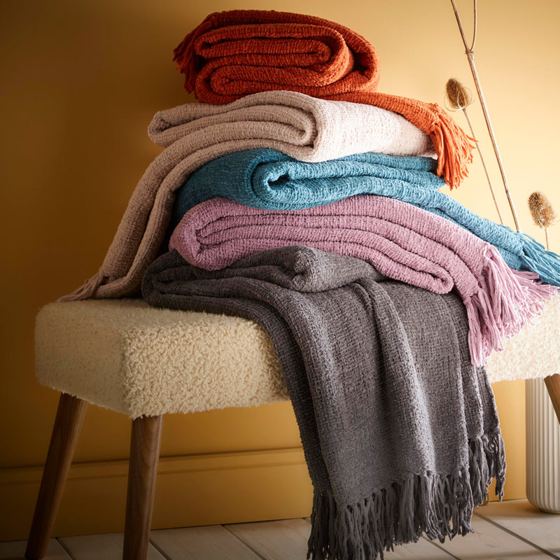 Chenille Throw Throw Blanket, Terracotta