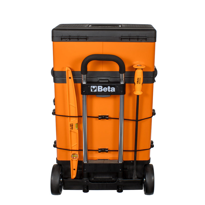 Beta C41H Two-Module Rolling Tool Chest, Detachable Tool Box, Telescopic Handles, Orange
