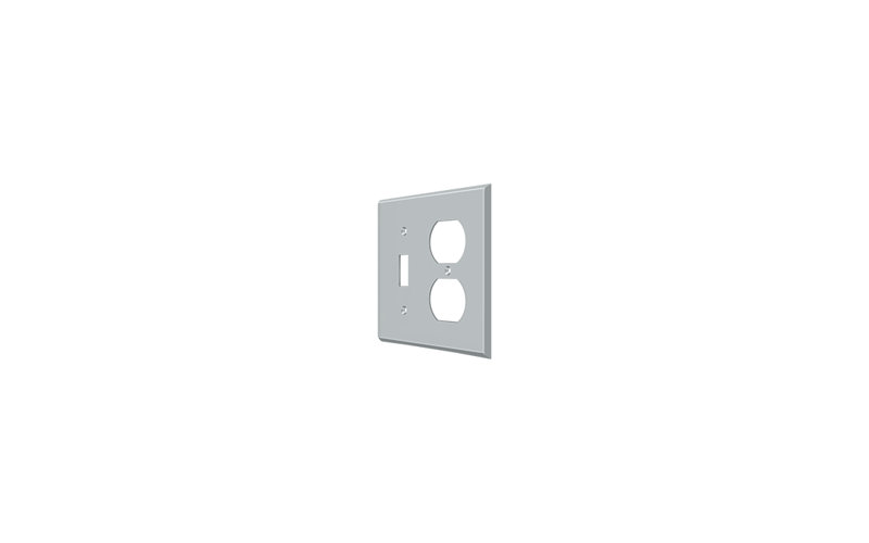 Deltana SWP4762U26D Switch Plate, Single Switch/Double Outlet in Brushed Chrome