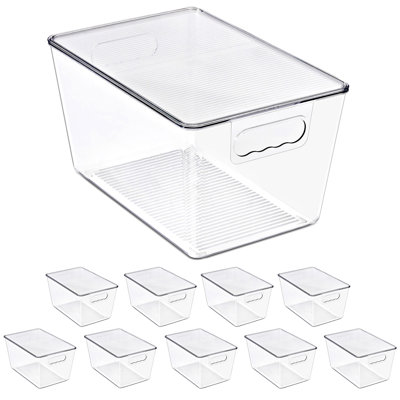 Sorbus 10 Pack Clear Stackable Storage Containers with Lids for Kitchen, Pantry,Cabinet Organization, Large