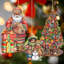 Ensemble de 3 ornements en bois de père Noël d'inspiration afro-américaine