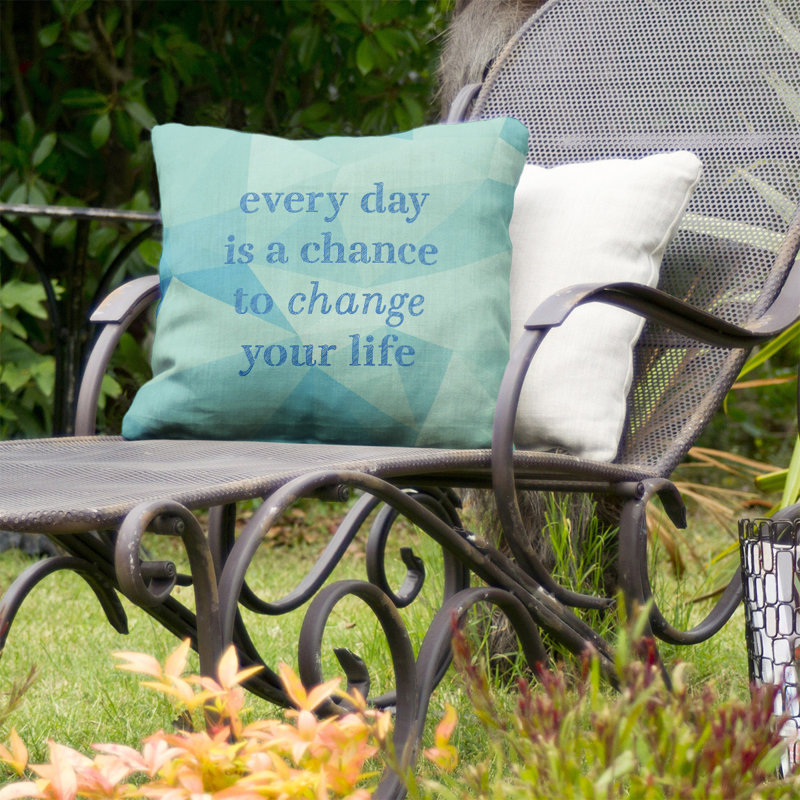 Outdoor Reversible Throw Pillow, Zircon Blue, 18" x 18"