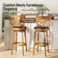 Tabouret de comptoir 30 po en bois rembourré Farmhouse avec dossier en forme de K et similicuir (ensemble de 2)-2066406224-2066221140