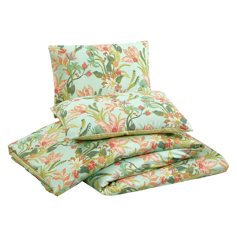 Ensemble d'édredon réversible 3 pièces Queenie Tropical, Édredon pour très grand lit + 2 taies décorativ