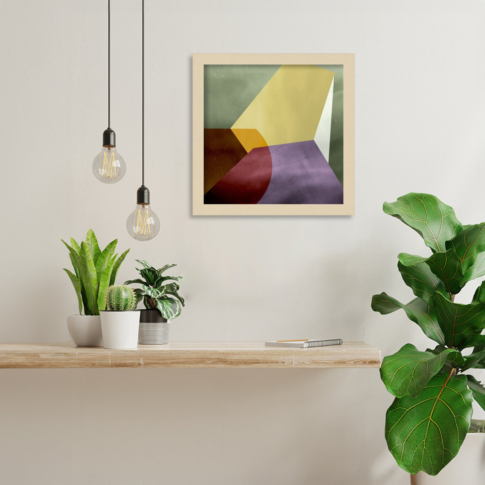 Essentially Minimal VI by Flagler Wood Framed Wall Art Print, Brown, 13" H x 13" W