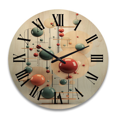 Pendule minimaliste rouge et bleue - Horloge murale moderne