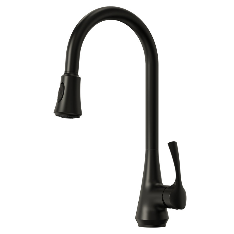 Robinet d'évier de cuisine extractible, robinet de cuisine à poignée simple, Noir mat