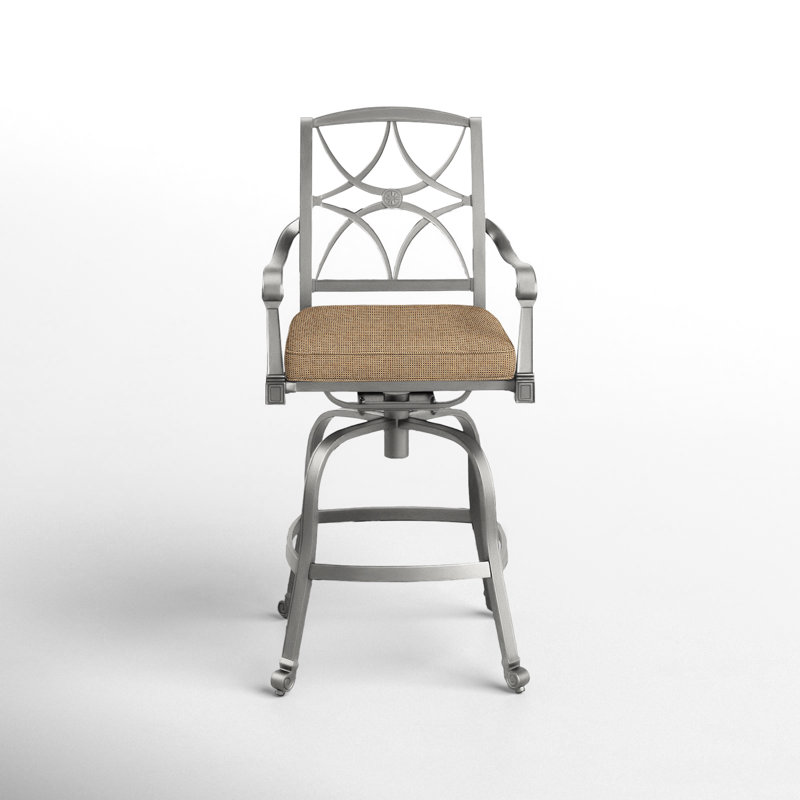 Wiltshire Outdoor Swivel Bar Stool, Canvas Spa Sunbrella® Canvas, Pewter, 30.25"