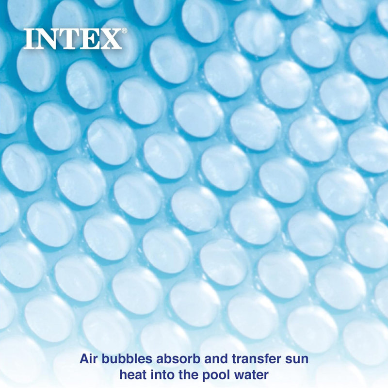 Intex: Housse solaire pour piscine - 18 pi x 9 pi - bleu, polyéthylène, isole l'eau, réduit l'évaporation, empêche les débris de pénétrer, accessoire rectangulaire pour piscine hors-terre