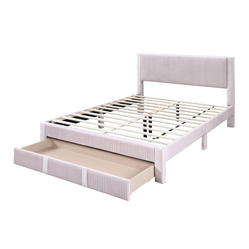 Breeyana Upholstered Platform Storage Bed, Gray, Queen