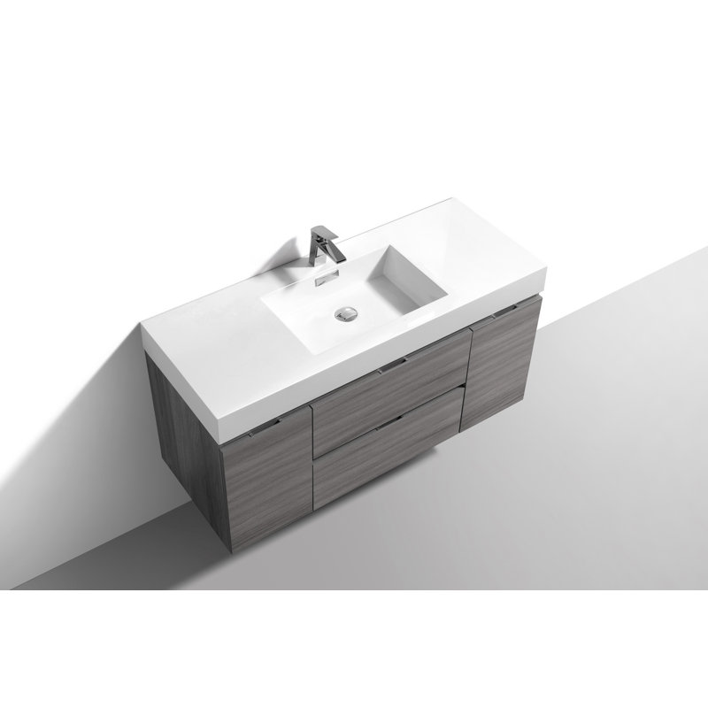 47.25'' Single Bathroom Vanity with Acrylic Top, Valcun Ash Grey