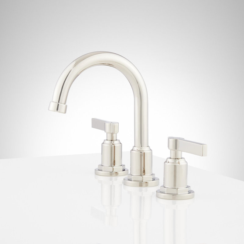 Greyfield 1.2 GPM Widespread Bathroom Faucet with Metal Lever Handles and Pop-Up Drain Assembly, Brushed Nickel