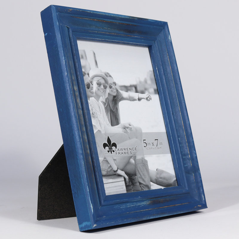 Cadre photo en bois Montesano, 5 po x 7 po, Bleu marine patiné