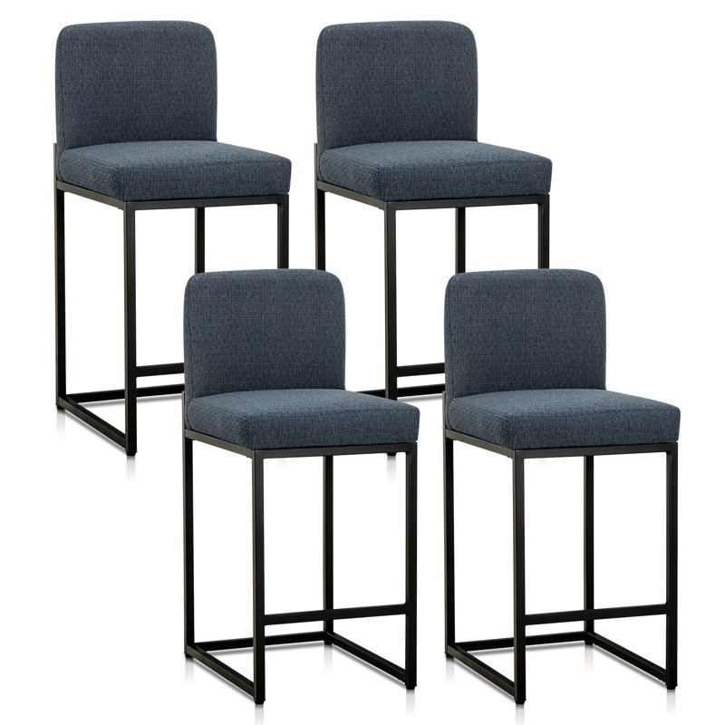 Ensemble de 4 tabourets de bar Chenille, Bleu foncé