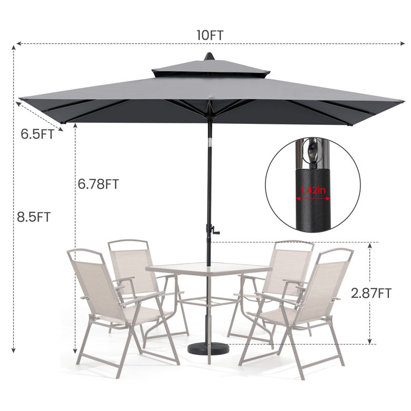 Parasol de marché rectangulaire 10 pi sans base lestée Delray, Dark Grey