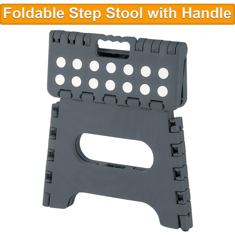 Medium Folding Plastic Step Stool Grey