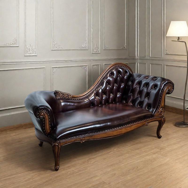 Élégante chaise en bouleau en similicuir, Orienté à droite