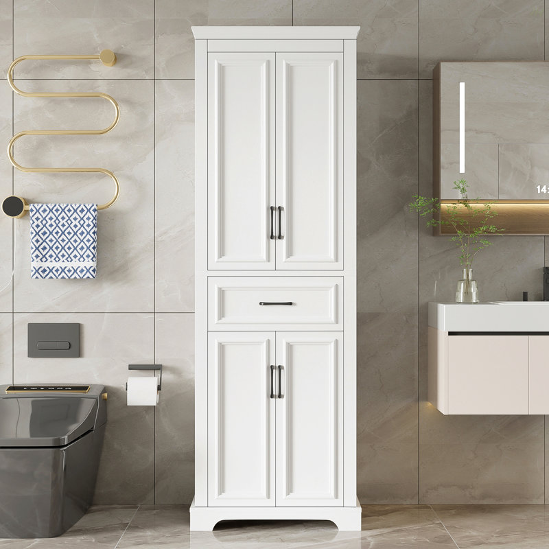 70.8" Freestanding Bathroom Vanity, Modern Elegant Design, 4 Doors & 1 Drawer, Space-Saving Storage With Adjustable Shelves, Damping Hinge Doors, Durable Painted Finish