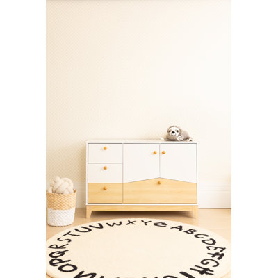 Cody 2 Door 4 Drawer Storage Unit - White/Pine Effect