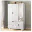 Armoire-penderie 4 portes avec miroir, éclairage DEL, 2 tiroirs, meuble de rangement en bois avec garde-robe et étagères réglables, blanc-335453771