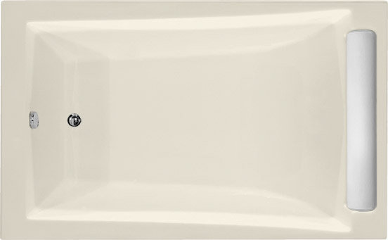 Regal 71'' x 34'' Soaking Fiberglass Bathtub, Biscuit, Polished Nickel
