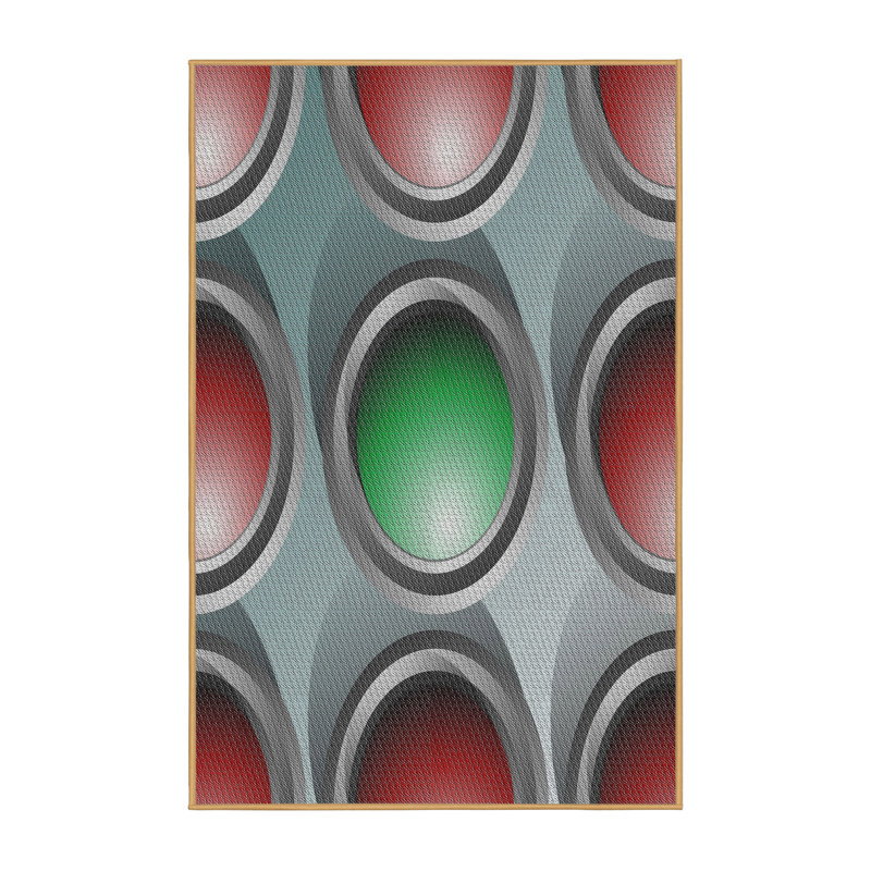Tapis à motifs vert / gris / rouge, Rectangulaire 3 pi x 5 pi