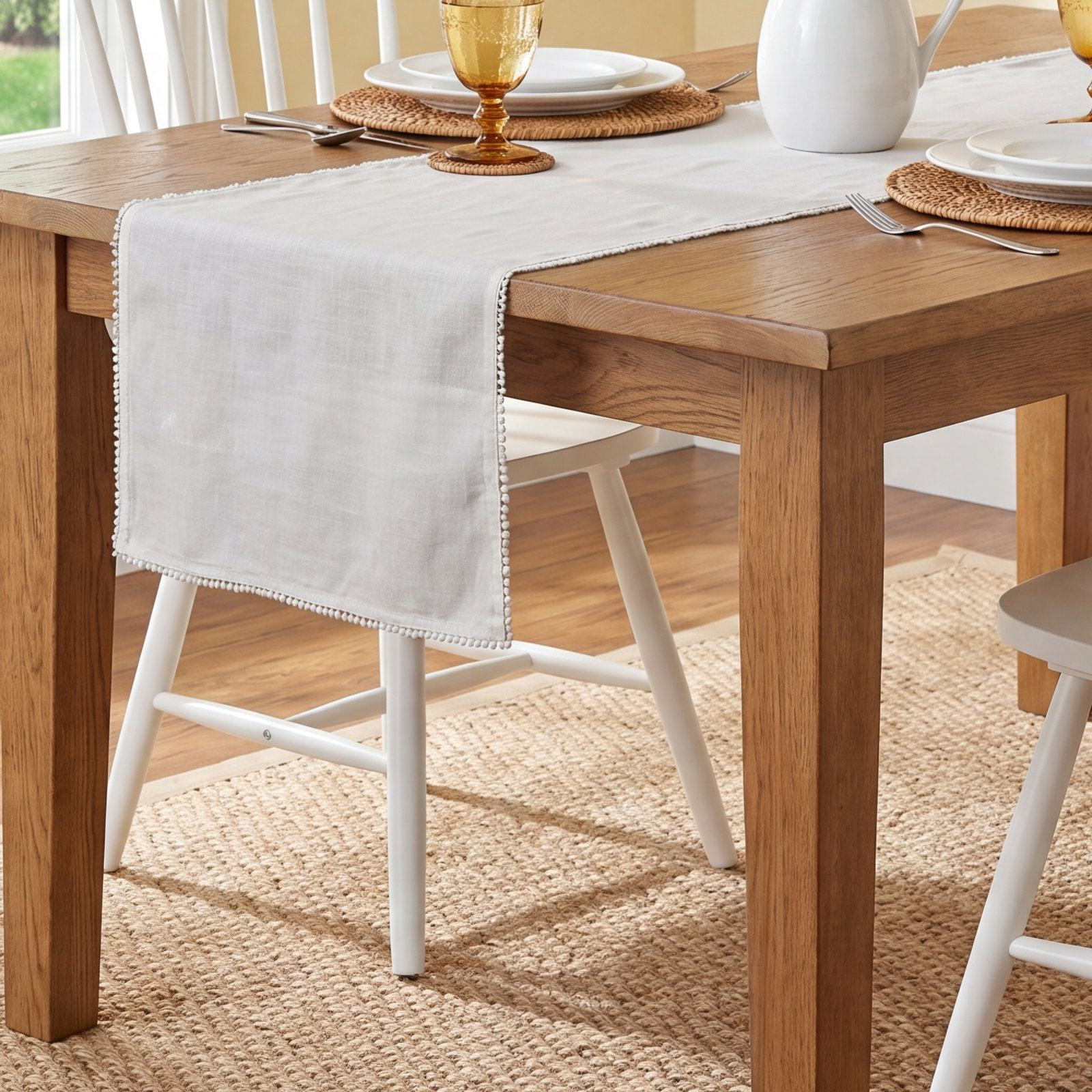 Trezza Table Runnner, Ivory