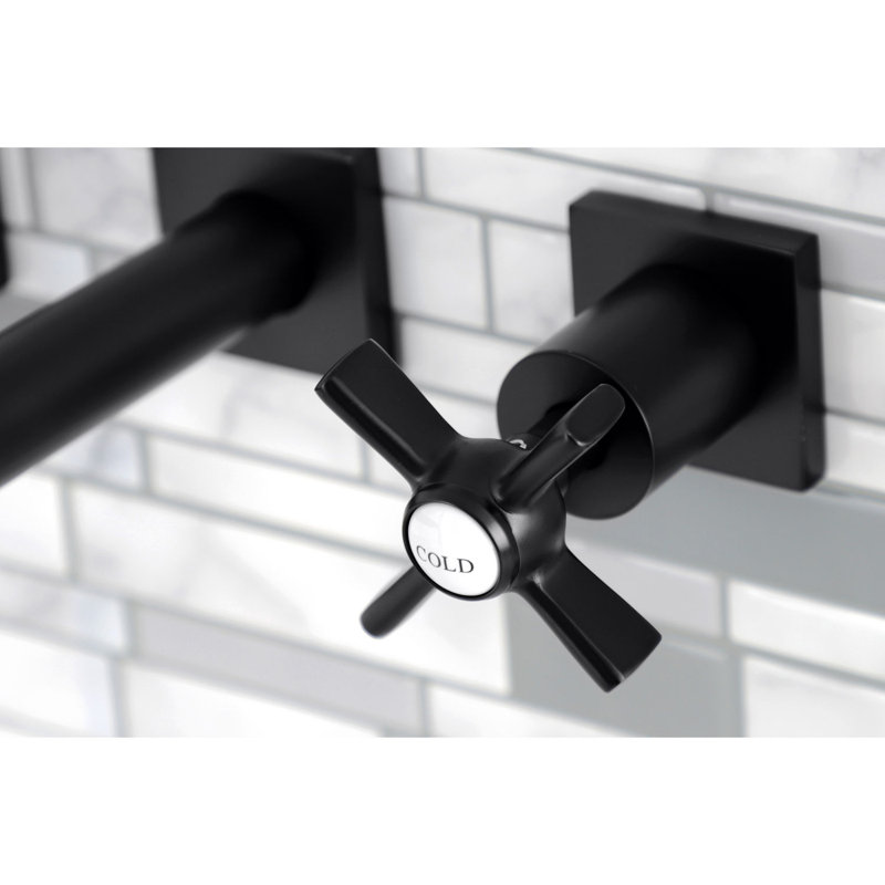 Robinet de salle de bain mural Millennium, Noir mat, Croix