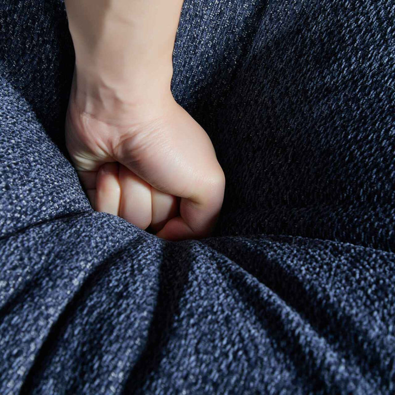 Canapé modulaire d'angle rembourré 6 places Angeliah, Mélange de polyester bleu foncé
