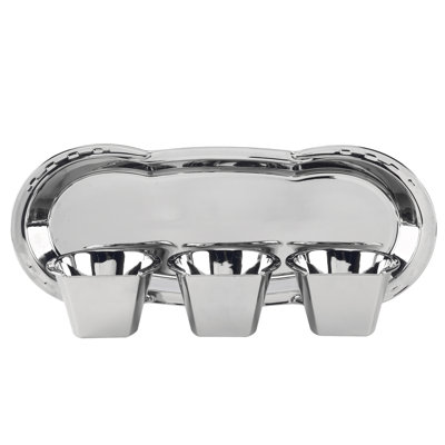 Derby Day at the Races Silver Plated 3-D Horseshoe 4 pc Tray Set