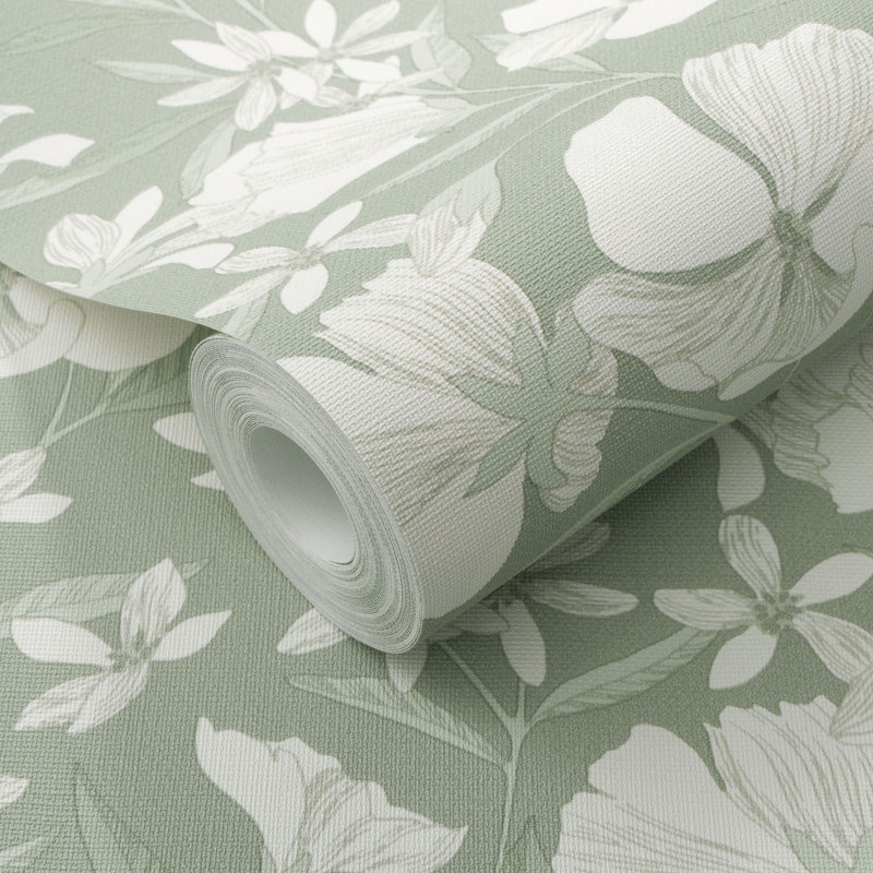 Papier peint floral, Green