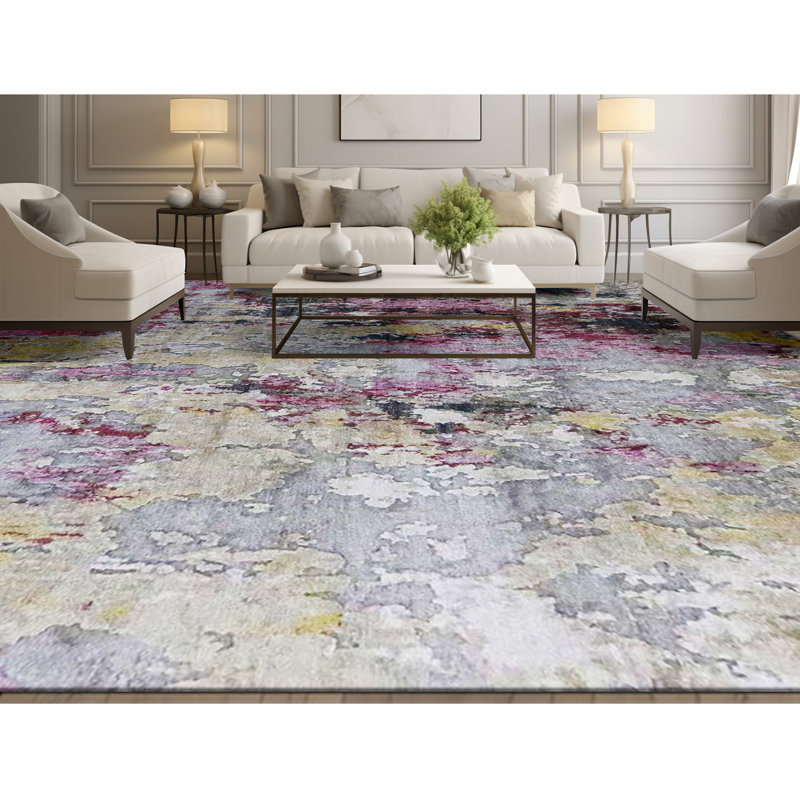 Hand Knotted Abstract Area Rug, Rectangle 2' x 3'