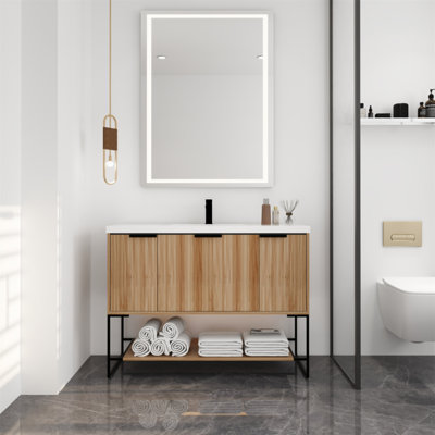 48 Inch Freestanding Bathroom Vanity With Resin Basin, Spacious Storage, And Timeless Design For Modern Bathrooms