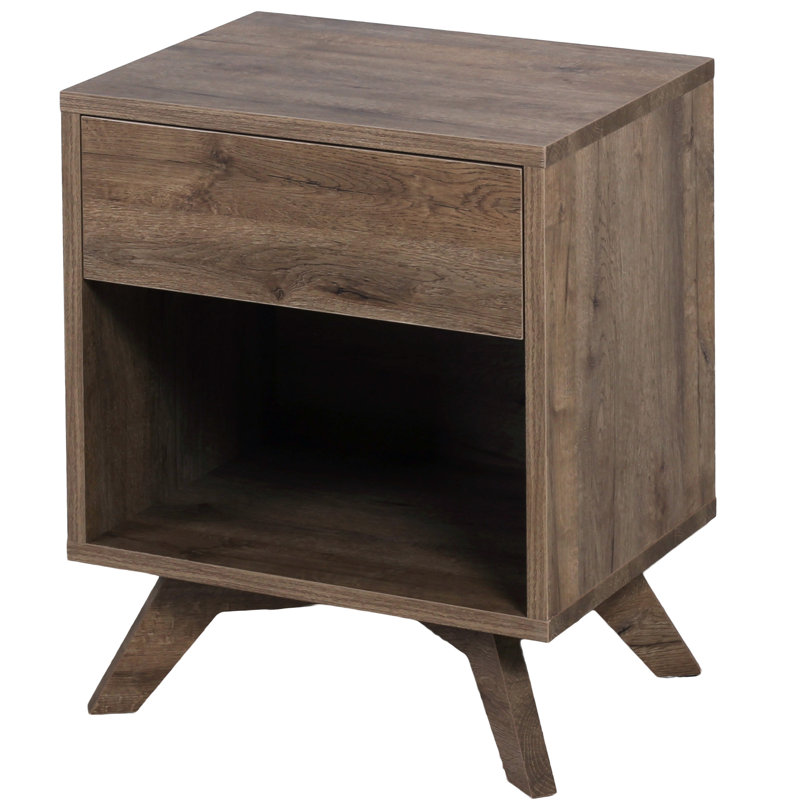 Silliman 48cm W Manufactured Wood Bedside Table, Distressed Oak