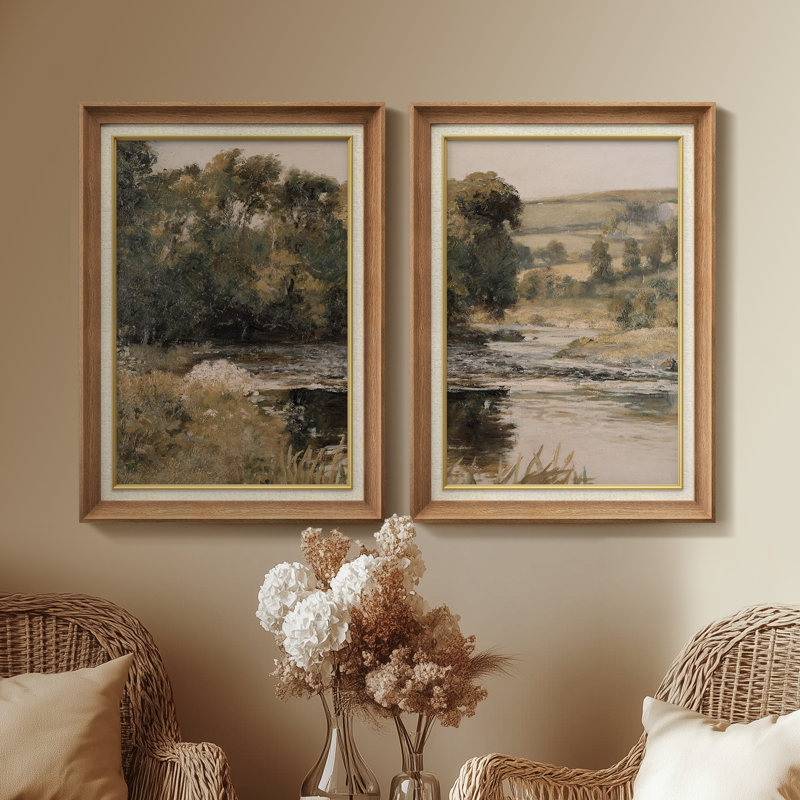 Set of 2 Premium Framed Art Artworks on Premium Canvas with 26"x36" Frame, Natural