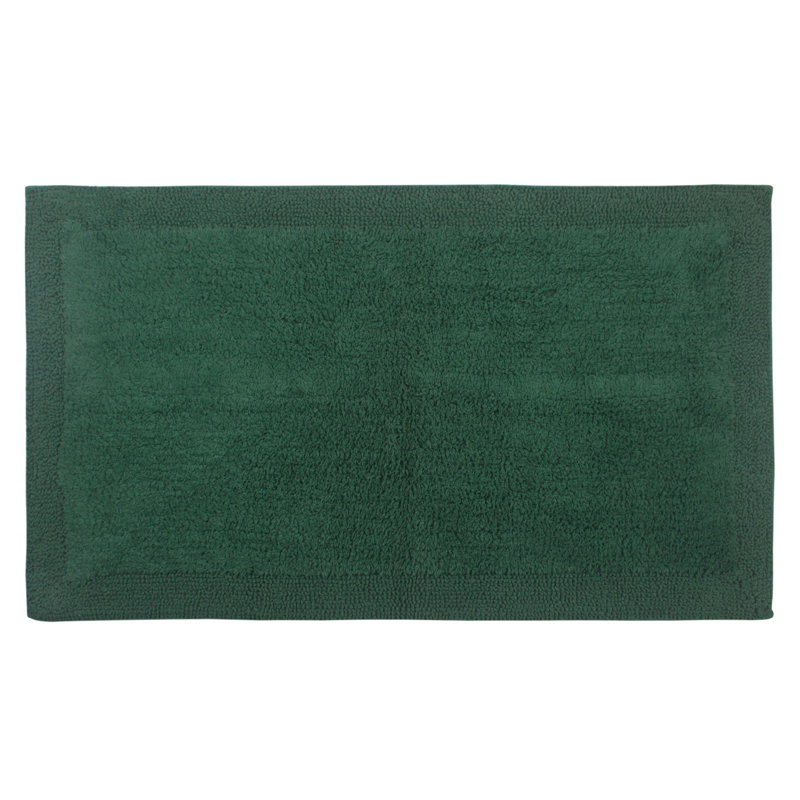 Bruss Luxury Solid Color Bath Rug Reversible, Bottle Green, 24" W x 40" L